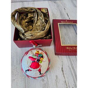 Waterford Santa medallion 3rd RARE glass presents ornament glitter unique heirlo